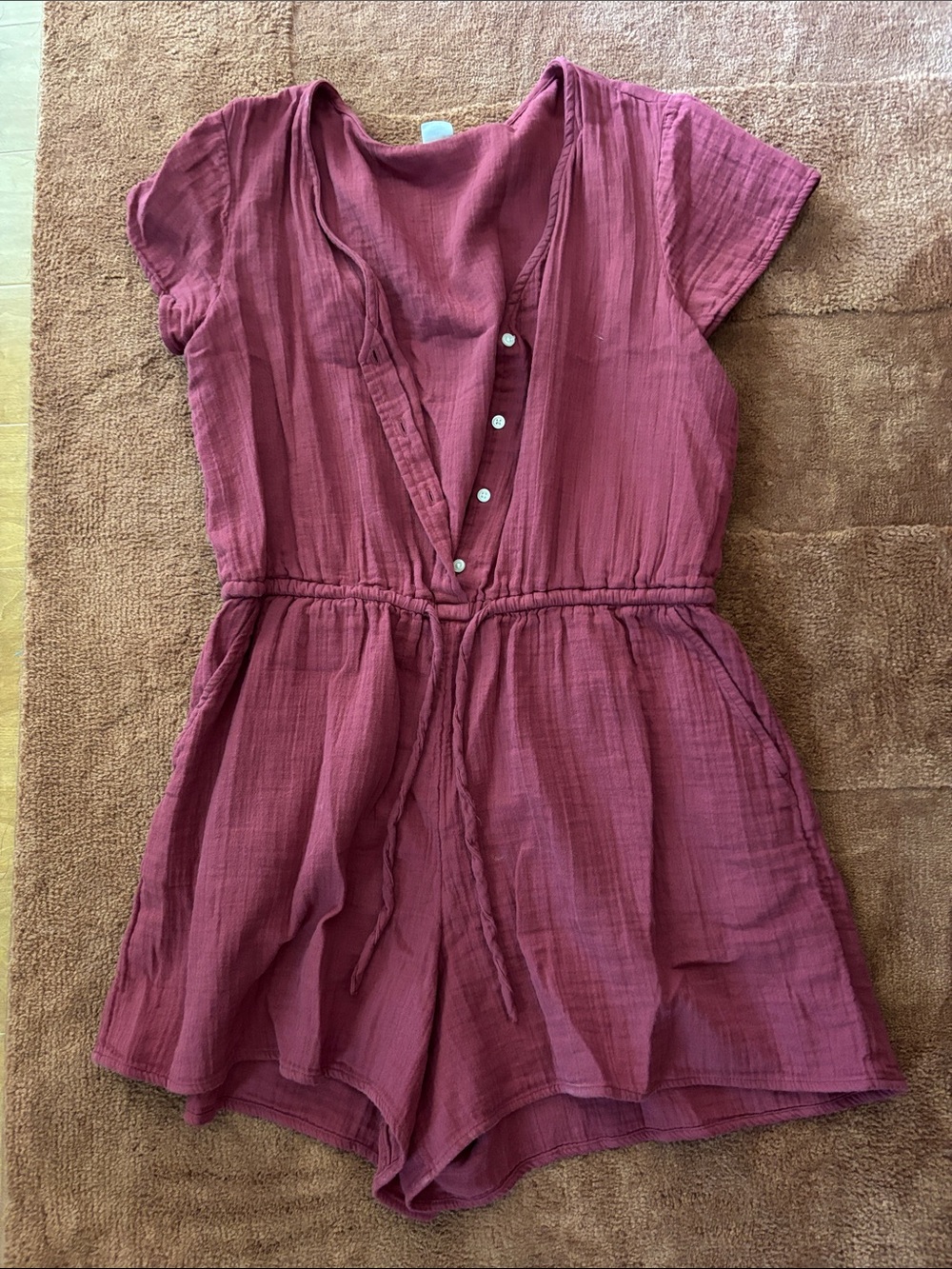 GAP Girls Short Sleeve One-Piece Romper in Mauve-Pink